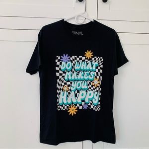 The Vinyl Icons Black “Do What Makes You Happy” T-shirt Size Small